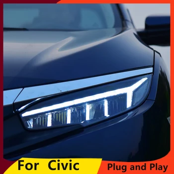 Automobilių Stiliaus Honda Civic-2018 Žibintai pilietinio DRL objektyvas Naujas Civic LED žibintai su dinamiškas posūkio signalo