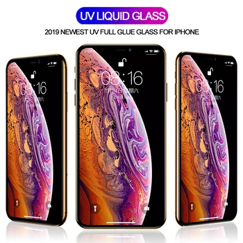 UV Pilnas draudimas Screen Protector, iphone, 11 pro X XR XS MAX Apsauginis Stiklas iphone 6s 7 8 nano plus Skystis Grūdintas Stiklas