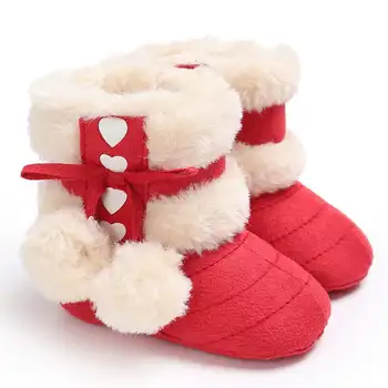 2019 Žiemos Sniego Spalvos bowknot Šiltas Pūkų Kamuolys Patalpų Minkštas Guminis Padas 0-2 Metų Naujagimis Kūdikis Kūdikių Bateliai Pirmą Vaikštynės Įkrovos