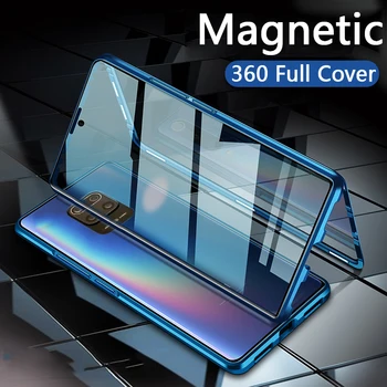 Magnetinio Flip Case For Xiaomi Redmi Pastaba 9s Stiklo 360 Metalo Bamperis Pilnas draudimas Už Xiaomi Redmi 9 Pastaba Pro Pasaulio Note8 Pro Funda