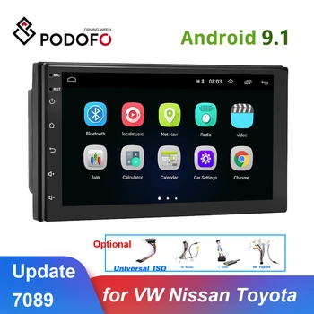 Podofo Universalus Android 9.1 2din Automobilio Radijo, GPS Multimedijos MP5 Player Auto Automobilis Stereo Radijas 2 din VW 