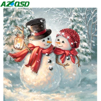 AZQSD Diamond Tapybos Sniego Kryželiu 5D PASIDARYK pats Rankdarbiams kvadratiniu Diamond Siuvinėjimo Mozaikos Animacinių filmų Kalėdų Dovana