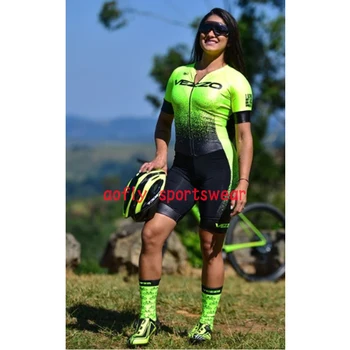 Vezzo Moterų Žalia trumpomis Rankovėmis Drabužius, Dviračių Triatlonas Kostiumas Dviratį Triatlonas Skinsuit Nustatyti Maillot Ropa Ciclismo Dviratį Jumpsuit