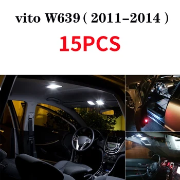 Balta Canbus klaidų LED Licenciją plokštelės lempa 1996-2018 Mercedes Benz Vito W638 W639 W447 LED interjero Šviesos kupolas rinkinys