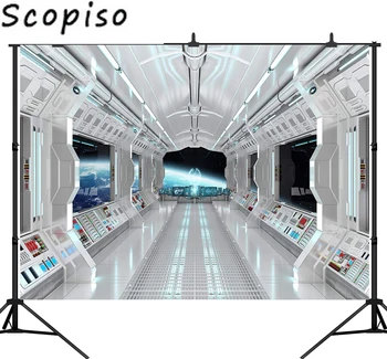 Scopiso Erdvėlaivis, erdvę planetų elementai baldais tema nuotrauka fone Vinilo audiniu Kompiuteris spausdinti sienos fotografijos fone