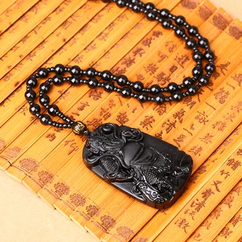 35 Sumaišykite Gamtos Obsidianas Pakabukas su Karoliukais Grandinės Dragon Guan Gong Guan Yu Turėti Platų Riteris Pakabukas Karoliai Vyrų, Moterų papuošalai