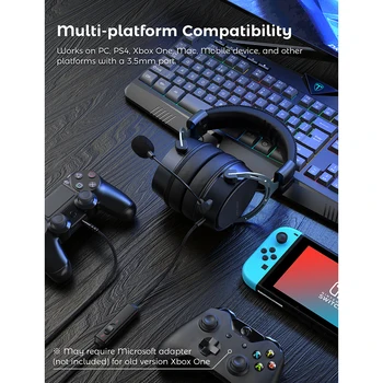Mpow Oro SE Žaidimų Rankų įrangą ant Ausies Laidinio Žaidimų Ausinės su 3D Erdviniu Garsu iš Fiksuotojo Mic Xbox Vienas PS4 PS5 Jungiklis PC Gamer