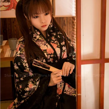 Mergina Japonų Stiliaus Lolita Šalis Suknelė Anime Cosplay Kostiumų Tradicinių Geiša Kimono Suknelės Karnavalas Moterų Sakura Yukata Skraiste
