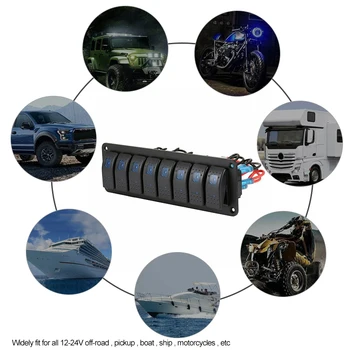 Automobilių Jūrų Laivu 8-Gauja Vandeniui Grandinės Mėlyna LED Svirtinis Jungiklis, Skydelis Jungiklis Jungiklis Jungikliai, Relės, Reikmenys 
