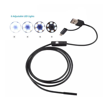 USB Endoskopą Kamera 8/7/5.5 mm Vandeniui Tikrinimo Kamera 1/2/3.5/5M minkšta viela Borescope Endoskopą Su 6 Led PC 