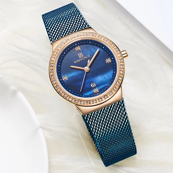 NAVIFORCE Prabangos Laikrodžiai Laikrodis Nerūdijančio Plieno Top-Prekės Lady Kvarco Moterų Laikrodžiai Relogio Feminino Paprasta Riešo Žiūrėti