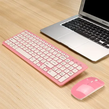 Wireless keyboard mouse combo komplektas rožinė mėlyna juoda balta klavišą Multimedijos Tablet Nešiojamojo 
