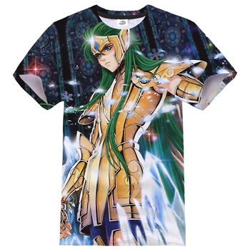 Saint Seiya T-shirt Anime Modelio 3D Spausdinimo Streetwear Vyrai Moterys Cosplay Hip-Hop Marškinėlius, O-Kaklo trumpomis Rankovėmis Marškiniai Sporto Tees Viršūnės
