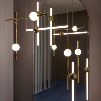 2020 post-modernus dizaineris liustra restoranų metalo, stiklo lempa meno horizontalus ir vertikalus mišinys, dekoratyvinis menas