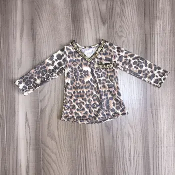 Mamytė ir dukra drabužius mergina V-kaklo aukso blizgučiai leopard 