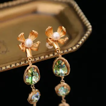 SINZRY hamdemade Gėlavandenių Perlų šviečia krištolo lašas auskarai madinga panele kūrybinė grupė auskarai