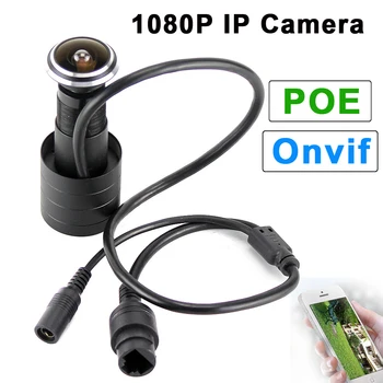 Onvif 1080P POE Patalpų Tinklo IP Kameros Durys Akių Skylės H. 264 1.78 mm Objektyvas Plataus Kampo 140Degree Mini Akutė IP kameros