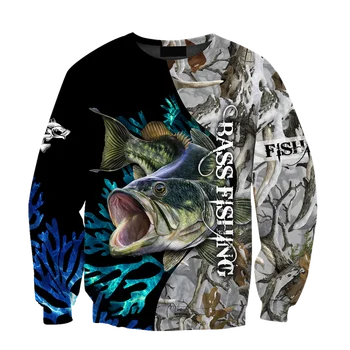 Prekės Hoodie Bass Klasikinis žvejybos camo 3D Atspausdintas Mens Zip Iki Hoodie Harajuku Streetwear Unisex Atsitiktinis Striukė sportiniai Kostiumai KJ0156