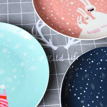 Kalėdų Keramikos Plokštės Maisto Patiekalų Animacinių Filmų Rankomis Dažyti Kepsnys Vakarienė Plokštės Vakarų Vakarienė Plokštės, Stalo Reikmenys Naujųjų Metų Dovana