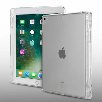 Case For iPad 10.2 2019 MiNi 2 3 4 5 Aišku, Minkštos TPU Su Rašiklio Laikiklis Atveju, iPad 2017 2018 9.7