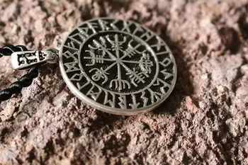 20pcs didmeninė skandinavų simbolis Viking 's Vegvisir Rune Ratas amuletas pakabukas vyrų karoliai Dideli