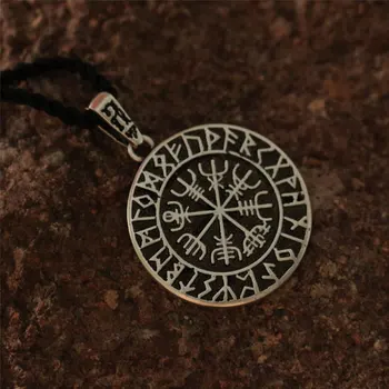 20pcs didmeninė skandinavų simbolis Viking 's Vegvisir Rune Ratas amuletas pakabukas vyrų karoliai Dideli