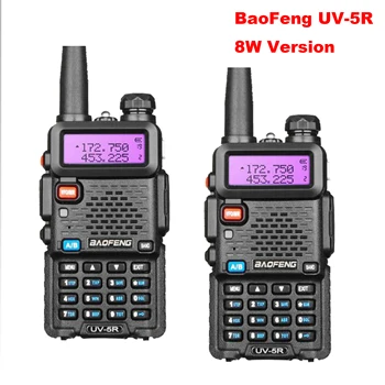 Naujas Baofeng UV-5R 8W Walkie Talkie Atnaujinti 5R Didelės Galios Nešiojamų Du Būdu Radijo dviejų dažnių VHF UHF 136-174/400-520 kumpis FM 2 vnt.