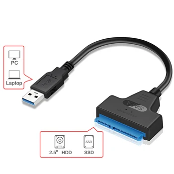 USB 3.0 SATA Kabelis SSD HDD SATA 3 USB Lengva Ratai Laidas 2.5 Cm Mobiliojo Išorinį Kietąjį Diską, USB Adapteris 22 Pin PC Kompiuteris