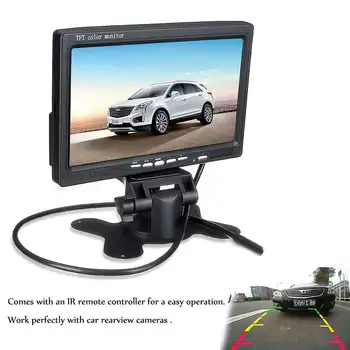 7 Colių 12V TFT LCD Screen Automobilinis Monitorius galinio vaizdo Ekrano VAIZDO Apsisukimas Galinio vaizdo Atsargine Kamera+Nuotolinio Valdymo pultas