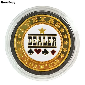 Karšto Pardavimo Pokerio Card Guard Raštas Metalo Simbolinis Monetos su plastikiniu Dangčiu Texas Poker Chip Set Dalintojo Kolekcija