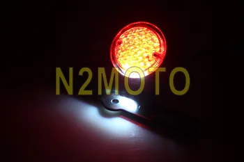 Žalvario LED Mini Licenciją Plokštelės Šviesos Laikiklis Raudona užpakalinis žibintas Stabdžių Sustabdyti Taillamp už Harley Chopper Bobber Lenktynininkas
