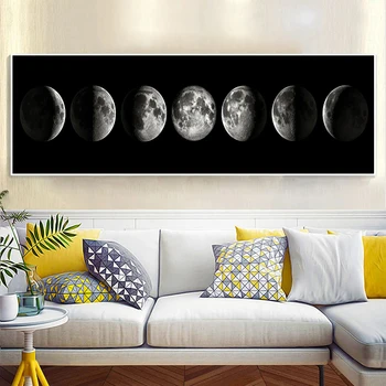 Šiaurės Abstrakčiai Mėnulio Fazės Drobė Menas, Plakatų ir grafikos Minimalistinio Luna Sienų Tapybos Dekoro Nuotraukos Šiuolaikinio Namų Dekoro