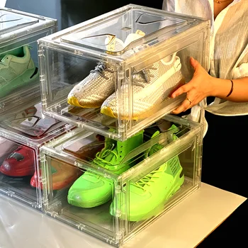 Antioksidantas, Batų dėžės HD Sneaker Lauke Dulkėms Akrilo Sporto Batų Saugojimo Organizatorius Batų Parduotuvėje Display Rack Mados Produktai