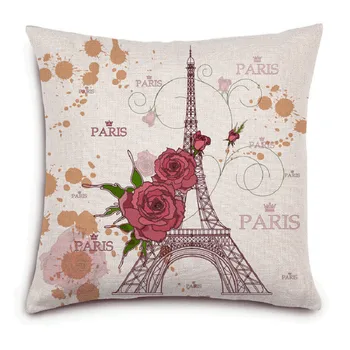 Franch Paryžiaus Gėlės Modelis Medvilnės Skalbiniai Sezoną Gyvenimo Eifelio Bokštas Pagalvė Padengti Kėdė Juosmens pagalvėlė padengti