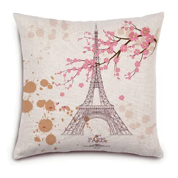 Franch Paryžiaus Gėlės Modelis Medvilnės Skalbiniai Sezoną Gyvenimo Eifelio Bokštas Pagalvė Padengti Kėdė Juosmens pagalvėlė padengti
