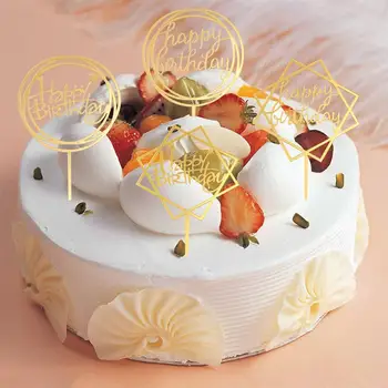 6 Vnt Cake Toppers Kelių formų Sumaišyti Akrilo Laimingas Gimtadienio Tortas Vaisiai Susitvarko Desertas Stalo Dekoratyviniai Reikmenys (Mišrios)