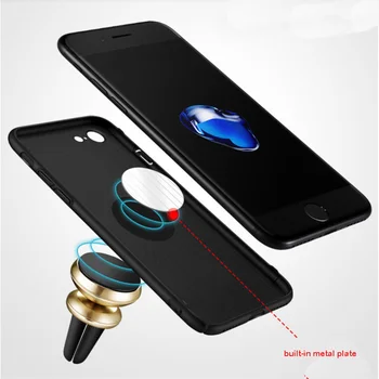 Pilnos Apsaugos PC Metal Case for iPhone 8 Atveju Sunku Plonas Plonas Automobilių magneto Dangtelis, skirtas 