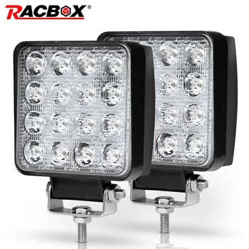 RACBOX 4 colių 48W LED Darbo Šviesos Vietoje Potvynių 12V 24V 3300LM Automobilių, VISUREIGIŲ Sunkvežimių Kasybos Aikštėje LED Darbinis Šviesos Tolimosios šviesos Žibintas Worklight