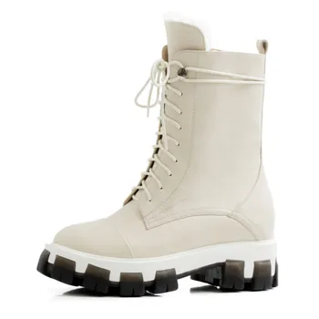 Asumer 2021 naujausias žieminiai batai moterims vilnos sniego batai, natūralios odos avalynė, suapvalinti tne įvarstyti atsitiktinis batai moterims