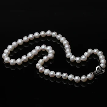 Natūralios rausvos spalvos gėlavandenių perlų vėrinį, vestuvių balta perlų vėrinį 925 sterlingas sidabro papuošalai mergina gimtadienio dovanos