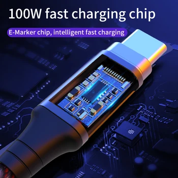 HOCO 3in1 Magnetinio 100W USB C Su USB C Tipo Kabelis LED 5A 100W PD Greito Įkrovimo už Macbook, iPad Greitai Už iphone12 Huawei