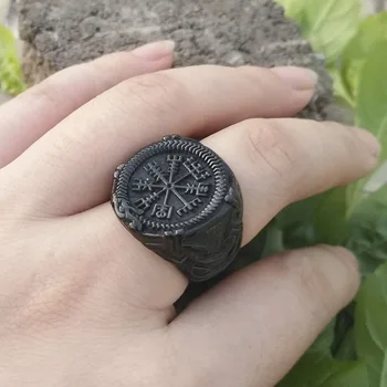 Vyrų Žiedas Viking Valknut Skandinavų Skandinavijos Teksto Simbolis Žiedas Vyrams Iš Nerūdijančio Plieno Piratų Kompasas, Žiedas Vintage Papuošalai