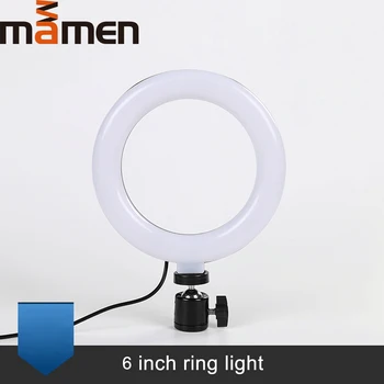 MAMEN LED Selfie 6 colių Žiedas Šviesos 16cm Vaizdo Studija, Nuotrauka 