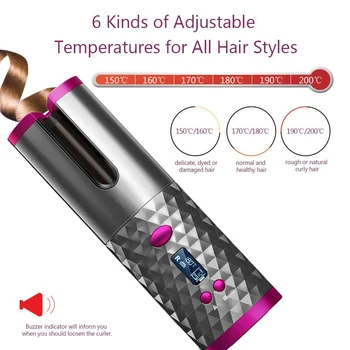 Automatinis Hair Curler Auto Keramikos Garbanotas Sukasi Garbanoti Banga Stilius Įrankis Belaidžio Garbanoti Geležies Plaukų Dvejoti Lazdelė, USB Belaidžius