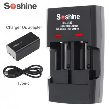 Soshine SC-S5 2 Slots Li-ion RCR123/RCR2 žaibiškas Smart Įkroviklį su LED Indikatorius-14250/ CR /16340/17335/15266 Baterija