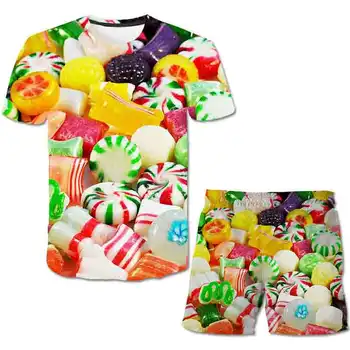 Vasarą karšto pardavimo spalvinga Vandens lašeliais, spausdinimo Vaikams vaikiški Drabužiai Rinkiniai marškinėliai +trumpas Kelnes Vaikams Pižama Berniukas Mergaičių drabužiai