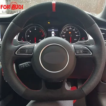Vairas Padengti Audi Serijos Automobilių Specialios Ranka prisiūta Juoda Zomša Juodos Odos Apima