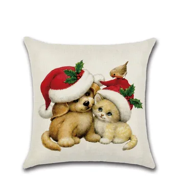 Dekoratyvinis Mesti Pagalvės užvalkalą Padengti Aikštėje Linksmų Kalėdų Aikštėje Gyvūnų, Šunų Pagalvėlė Padengti Sofa Namų 