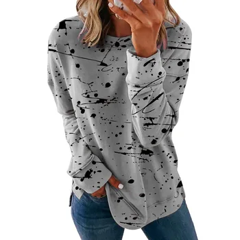 Gyvatė YX moteriški Drabužiai Rudens ir Žiemos Naujas Mados Moterų Grafiti Spausdinimo Prarasti Long Sleeve T-shirt Atsitiktinis Plius Dydis Viršų