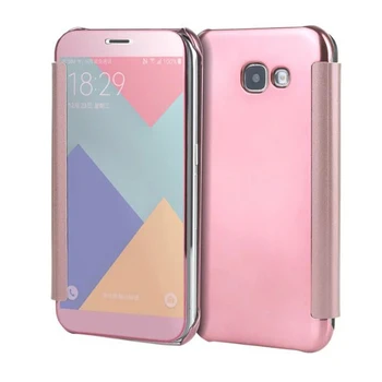 Prabangūs Paauksuoti Veidrodis, Flip Case Cover For Samsung Galaxy A5 2017 A3 A7 A9 Pro 2016 A8 Plius 2018 M., 